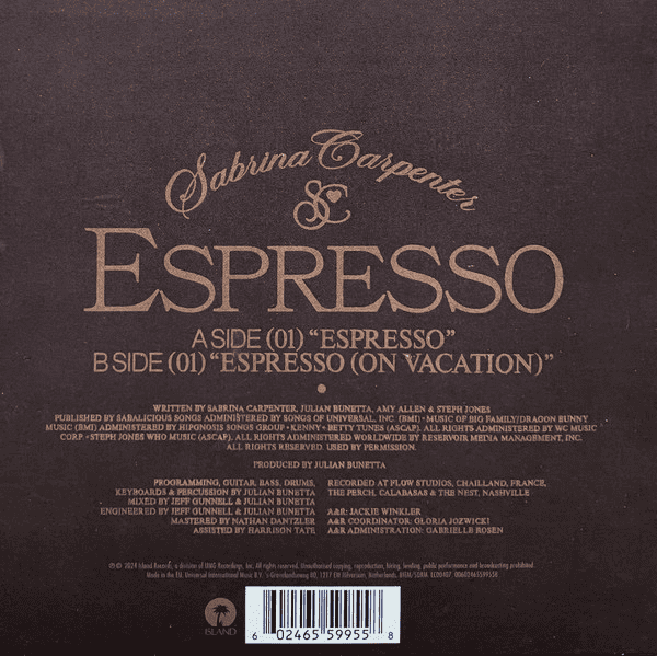 SABRINA CARPENTER - Espresso 7" Single Vinyl { vinyl }