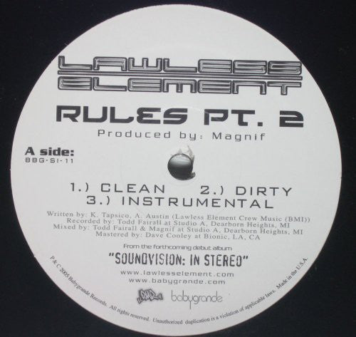 Lawless Element - Rules Part 2 / Love [ Vinyl ]