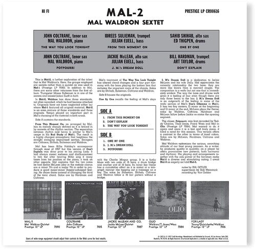 Mal Sextet Waldron - Mal/2 (Original Jazz Classics Series) [ Vinyl ]