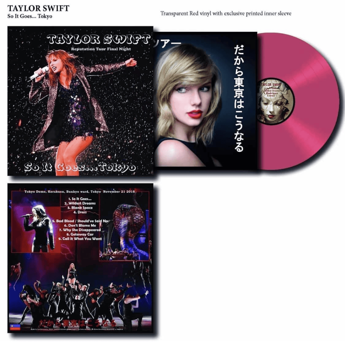 TAYLOR SWIFT - So It Goes... Tokyo: Reputation Tour Final Night Unofficial Vinyl { vinyl }